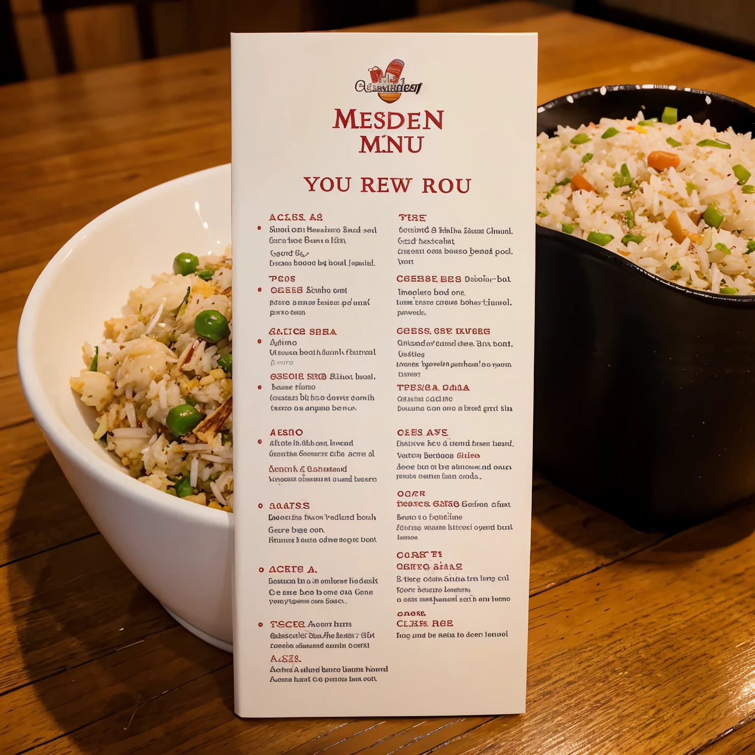 fried rice menu book for restaurant