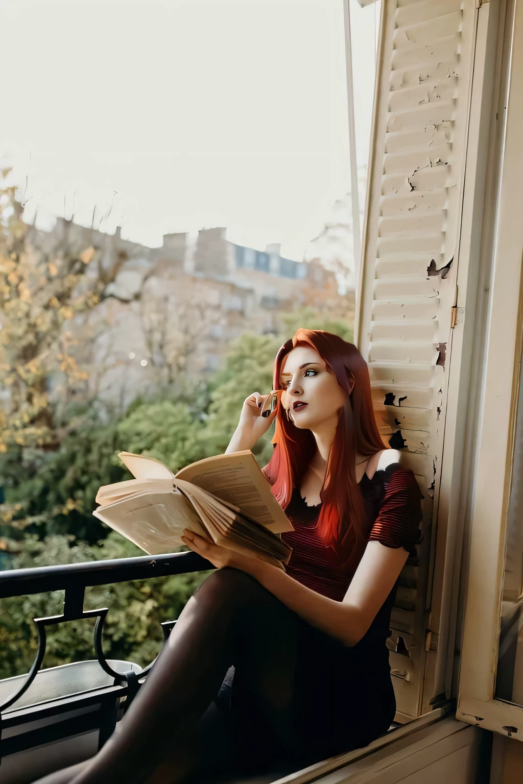 Dark red long lush thick hair