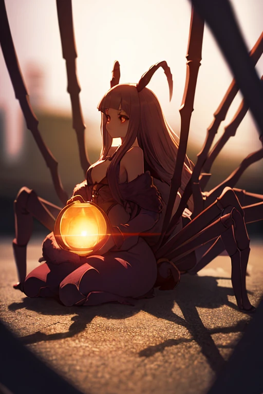 monster girls, arachne, volumetric lighting, best shadows, shallow depth of field, incredibly beautiful girl, delicate and beautiful attractive face, proportional figure, full body,
