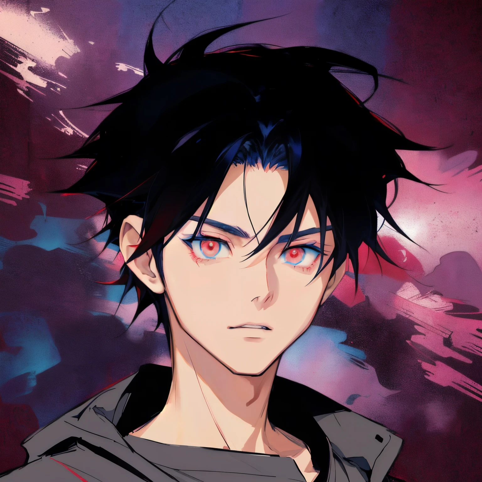 anime boy with red eyes staring at the camera, young anime man, male anime style, trigger anime artstyle, anime boy, male anime character, anime style character, tall anime guy with blue eyes, in an anime style, in anime style, with red glowing eyes, anime handsome man, with glowing red eyes, anime moe artstyle, epic anime style