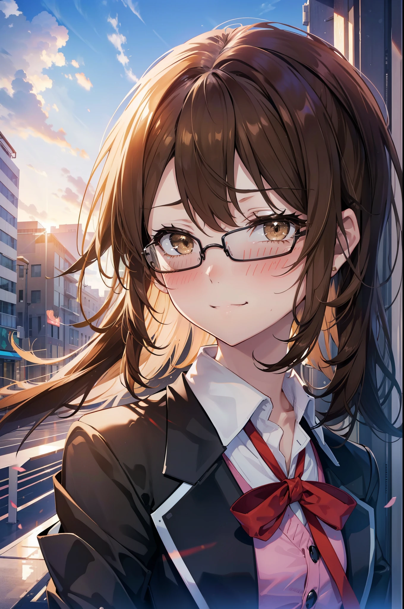 irohaisshiki, Iroha Isshiki, Long Hair, Brown Hair, (Brown eyes:1.5), ,Hair between the eyes, smile,blush,happy smile, smile, Open your mouth,OL, Akagi glasses, Black suit jacket, Collared jacket, White dress shirt, Collared shirt, Neckline, button, Black pencil skirt, Black pantyhose,Stiletto heels,morning,morning陽,The sun is rising,Walking,whole bodyがイラストに入るように,
break outdoors, In town,Building district,crowd, people々々,
break looking at viewer, whole body,
break (masterpiece:1.2), highest quality, High resolution, unity 8k wallpaper, (shape:0.8), (Beautiful details:1.6), Highly detailed face, Perfect lighting, Extremely detailed CG, (Perfect hands, Perfect Anatomy),