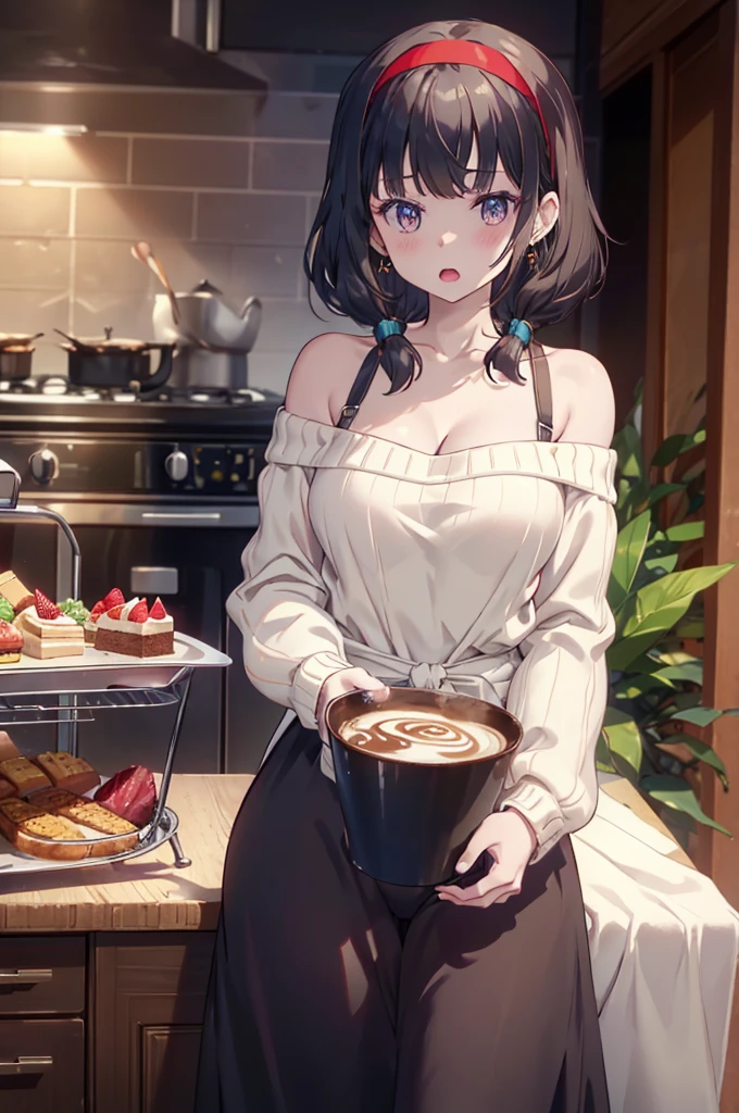 (masterpiece:1.3),(best quality, highest quality),((Full Body Shot,Including face)),()1girl,4K,masterpiece,((Focus on the face)),((Symmetrical facial features)),Beautiful woman,(slender),((High heels,Patterned stockings with straps)),Detailed depiction of the face, Cafe clerk ,bar counter,profile,Long skirt,slenderな女性,Green Cafe uniform,5,(((Make a banana parfait)))