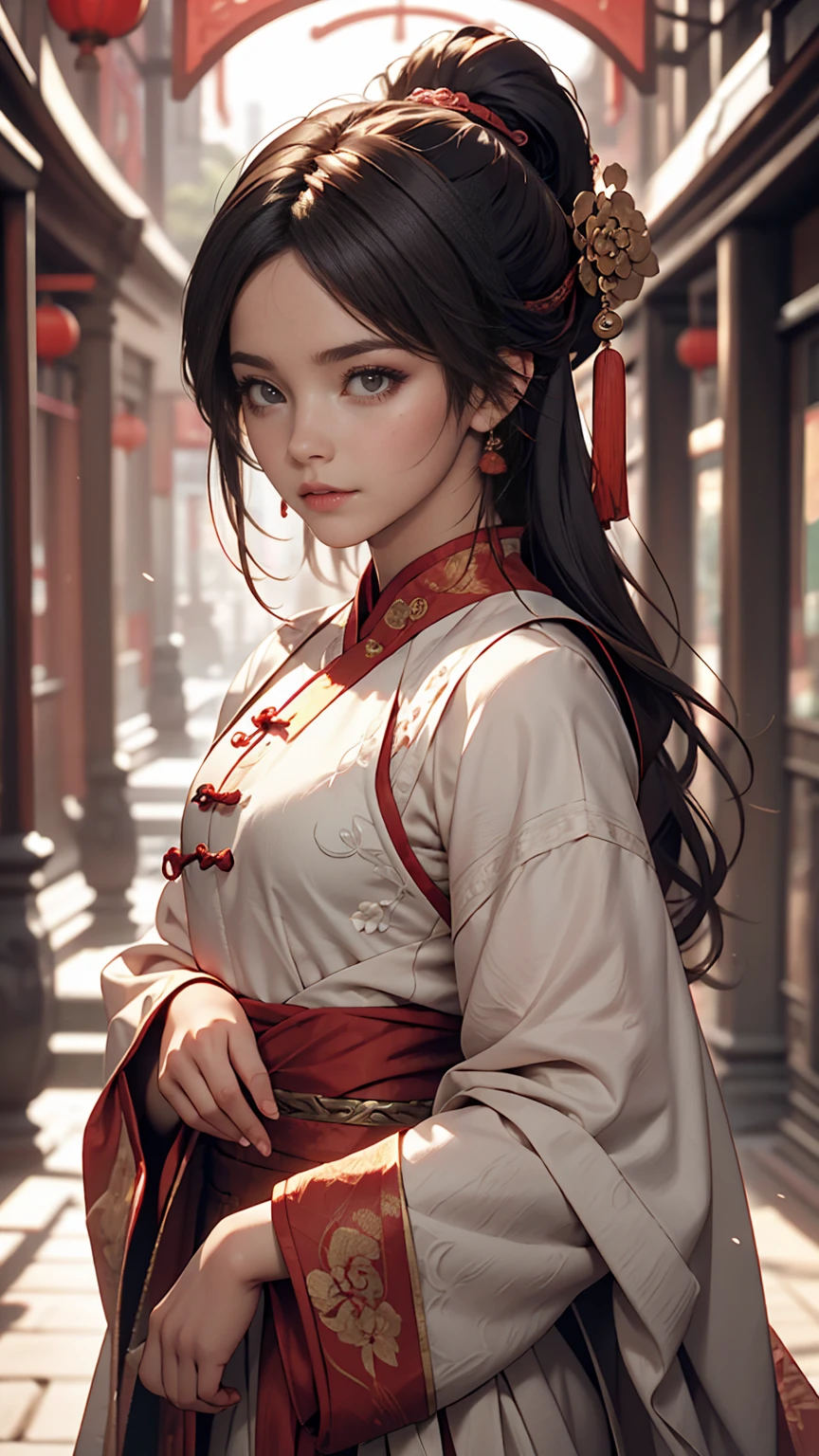 {high quality}, Octane Rendering, Ultra HD, Depth of written boundary, amazing, Cinematic, ancient China, One girl, Cute face, alone, feiyufu,