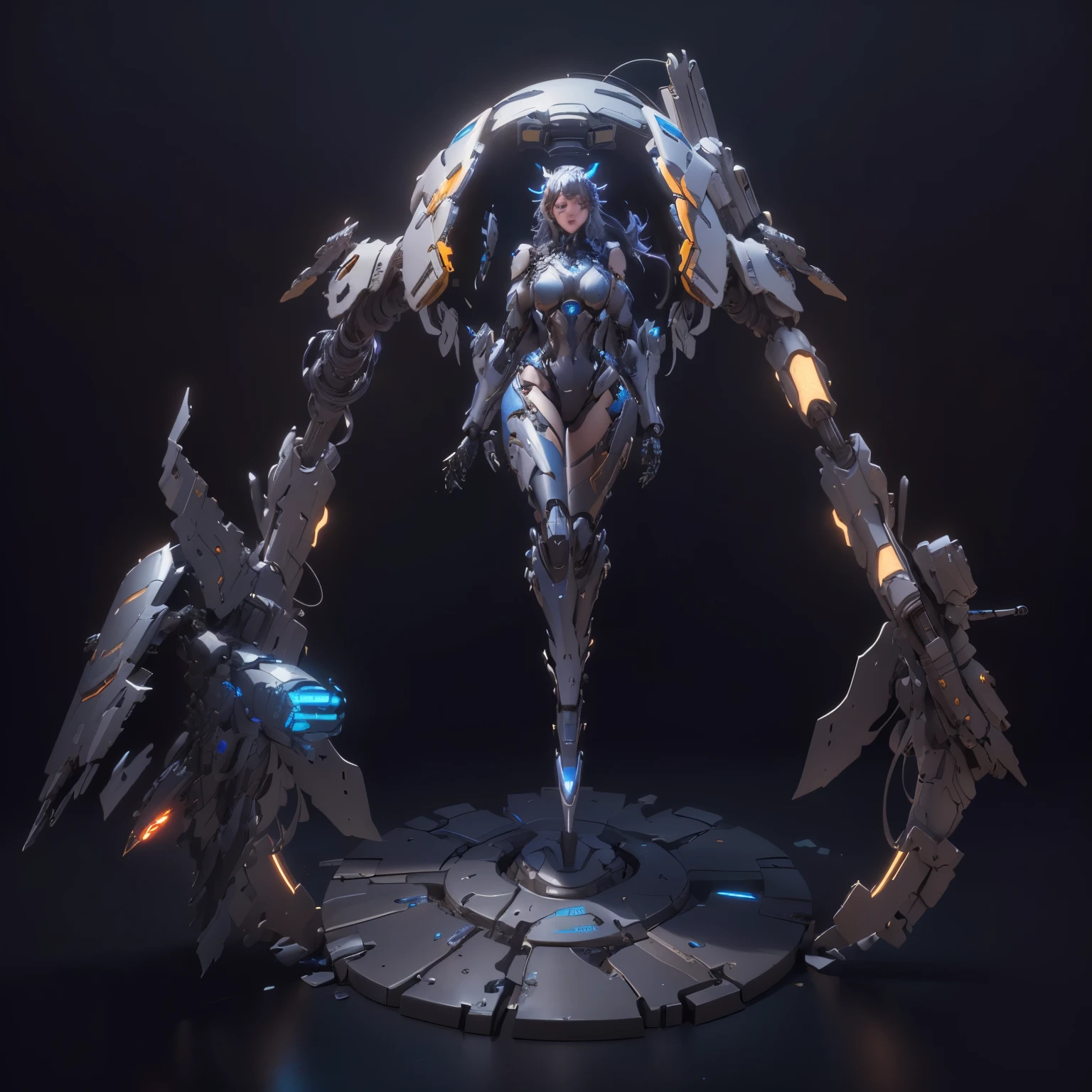 a close up of a robot with a futuristic body and a large body, female mecha, unreal engine render + a goddess, hard surface concept art, 3 d render character art 8 k, polycount contest winner, 3 d octane render conceptart, mechanized valkyrie girl, amazing octane render, Artstation contest winner, girl in mecha cyber armor, mech body