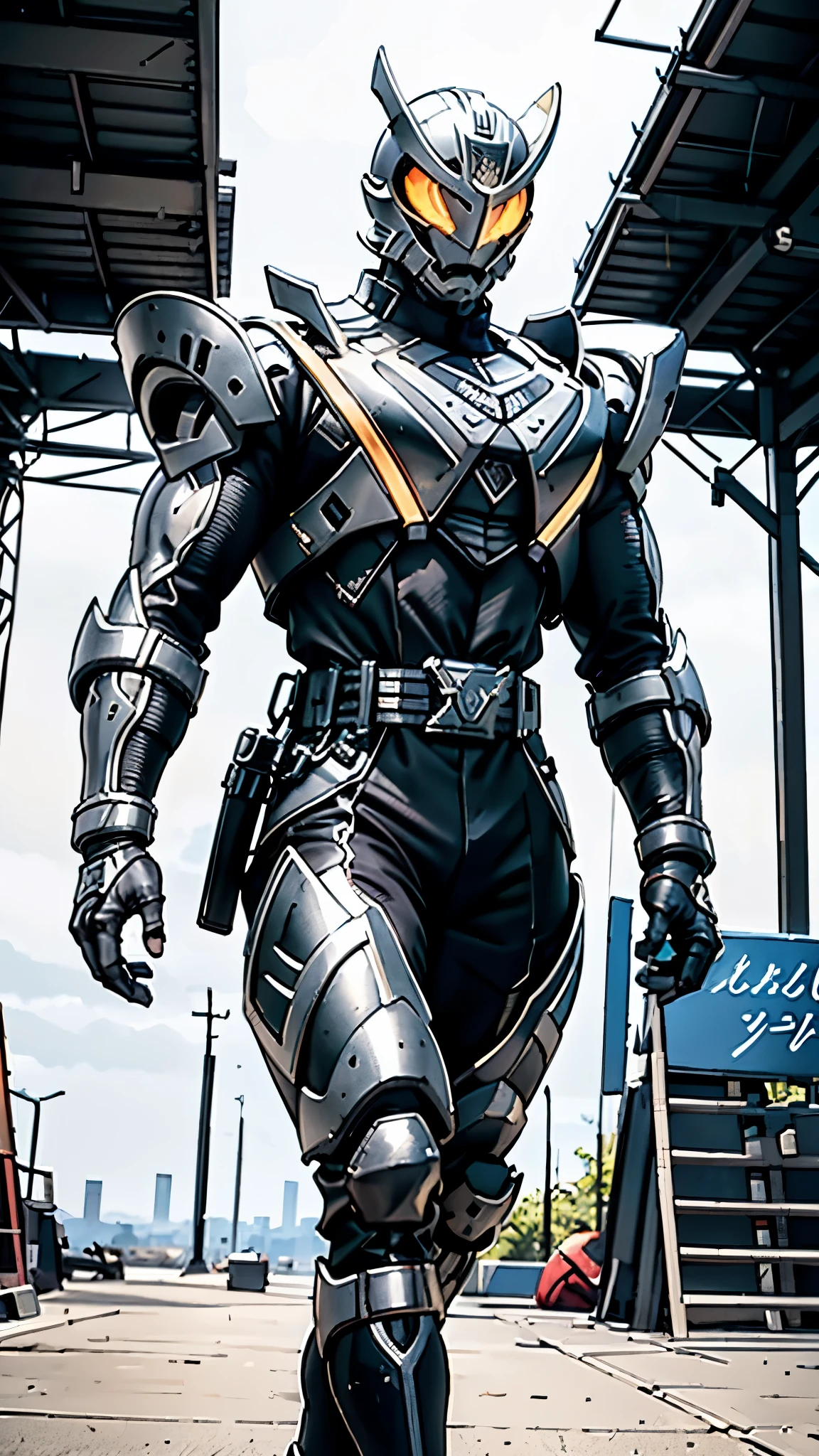 A man wearing a full-face helmet, a fantasy-style biomecha armored combat suit, green eyes, a composite layered chest armor, fully enclosed shoulder guards, matching arm and leg guards, the belt is adorned with dragon claw grasping orbs, primarily black with red accents, the design balances heavy with agility, a high-tech biological armor, concept inspired by dragons, stands on the skyscraper of a futuristic high-tech city, this character embodies a finely crafted fantasy-surreal style armored hero in anime style, exquisite and mature manga art style, ((male:1.5)), metallic, real texture material, dramatic, high definition, best quality, highres, ultra-detailed, ultra-fine painting, extremely delicate, professional, perfect body proportions, golden ratio, anatomically correct, symmetrical face, extremely detailed eyes and face, high quality eyes, creativity, RAW photo, UHD, 32k, Natural light, cinematic lighting, masterpiece-anatomy-perfect, masterpiece:1.5