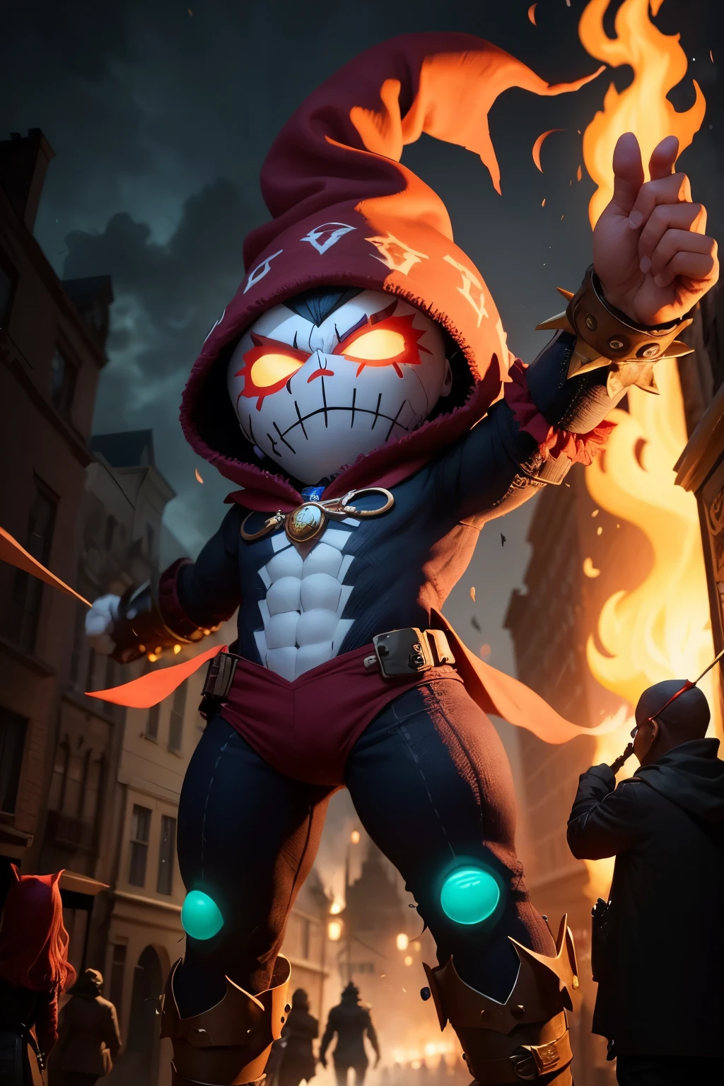 Voodoox is a human-sized voodoo doll that becomes a superhero and fights evil
