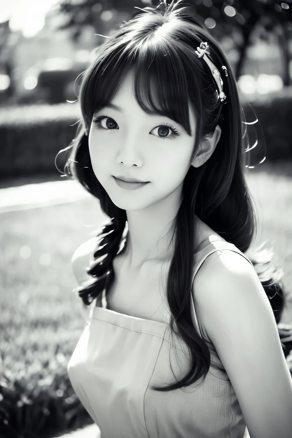 Skinny Japanese 40s woman in a costume of 1960s, cute face, detailed face, detailed eyes, a sepia-toned photo