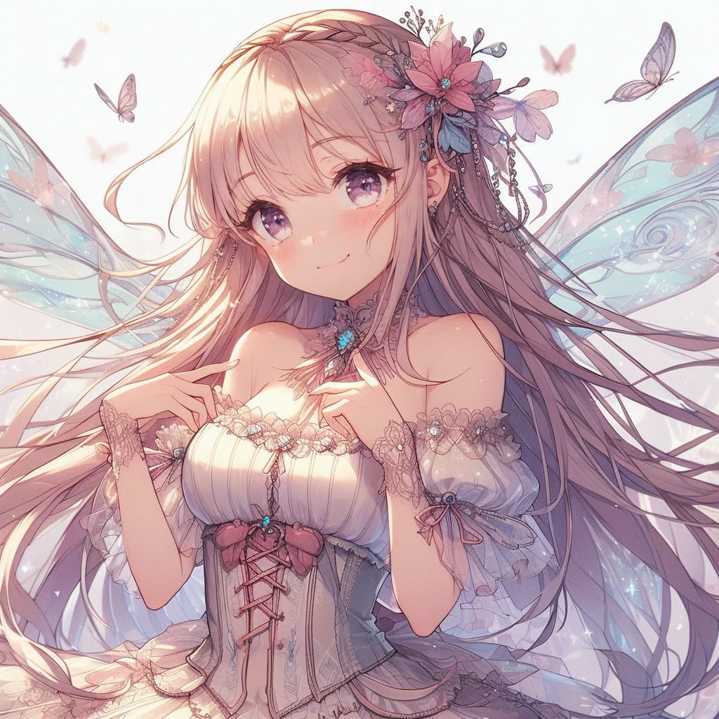 (Exquisite, beautiful, Very detailed, masterpiece, High resolution,high quality,High resolution),(Well-formed face,Soft and thin lines: 1.2, beautiful, Delicate and vivid illustrations with a mature and clear feel) ,He floats in the air, controlling the flames and fire from the rings on his hands.,A delicate and beautiful adult fairy princess with transparent, black wings growing from her back.,Dark Night,inflammation,sparks,From a little distance,She's wearing a tiara, earrings, necklace and bracelets.,), ((Red, white and black ball gown dress with inflammation motif:1.1, Balloon sleeves, Jewels, ribbons, lace and frills, Fairy wings from the back:1.5)), (Long fingers,Pale pink blush, Plump pink lips,Beautiful and clear eyes,Large Bust, Fair skin, Black knee-highs,Good style),pastel colour, Fantasy,Whole body,flare up