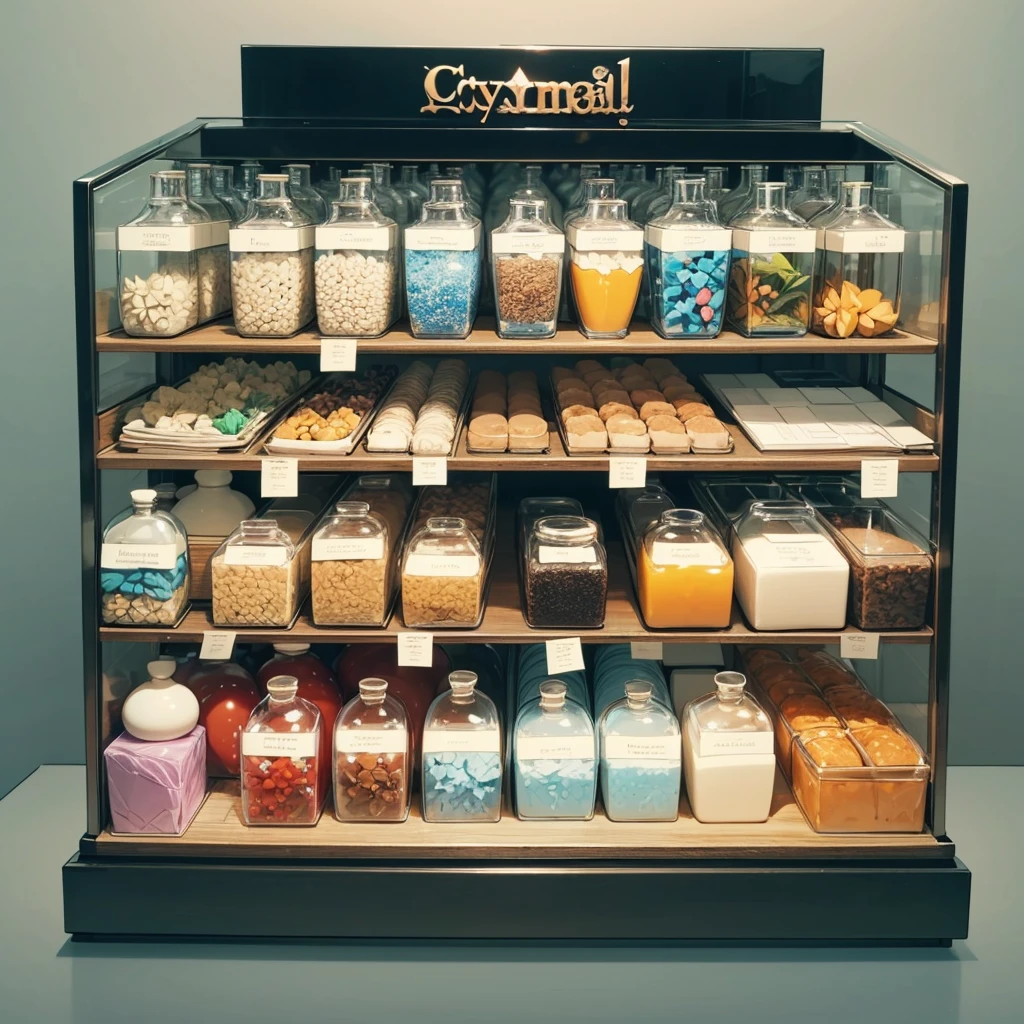 blue potions inside crystal containers