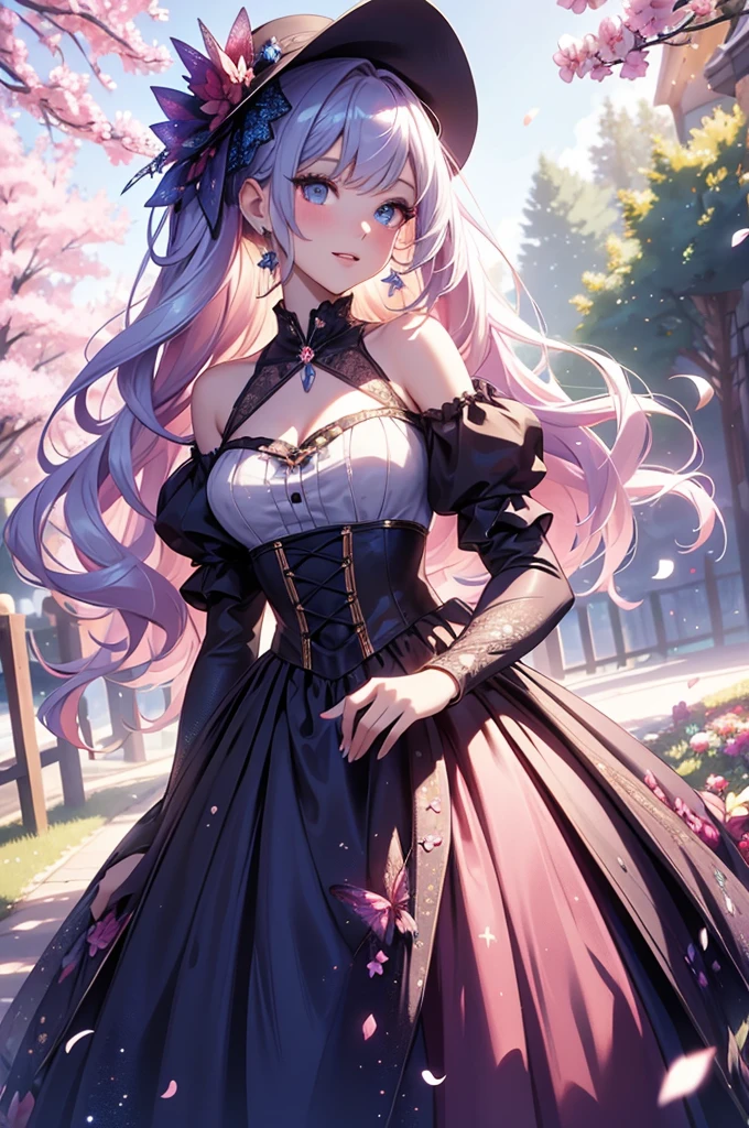 (best quality,4k,8k,highres,masterpiece:1.2),ultra-detailed,(realistic,photorealistic,photo-realistic:1.37),acrylic painting,beautiful American model in a ta dress with downy hair,beautiful American model with extremely colorful hair and detailed facial features,beautiful American model standing in a beautiful garden surrounded by a starry sky,beautiful American model wearing a vibrant Loliress,beautiful American model with intricate accessories and a matching hat,beautiful American model posing gracefully with her hands on her hips,beautiful American model with long flowing twintails,beautiful American model with bright blue eyes and rosy lips,beautiful American model with a joyful expression,beautiful American model in a dynamic pose with cherry blossoms falling around her,beautiful American model surrounded by colorful flowers and butterflies,beautiful American model's dress adorned with cute bows and lace details,beautiful American model with an enchanting smile,beautiful American model with soft, pastel-colored shading,beautiful American model with a magical glow illuminating her,beautiful American model in a picturesque setting with a winding path leading to a magnificent castle,beautiful American model holding a microphone and singing passionately,beautiful American model with a fairytale-like background,beautiful American model with a soft, dreamy atmosphere,beautiful American model with a subtle bokeh effect,beautiful American model standing under a moonlit sky,beautiful American model with a warm, golden sunset in the background,beautiful American model surrounded by twinkling stars and colorful nebulae,creating an ethereal and captivating artistic masterpiece.