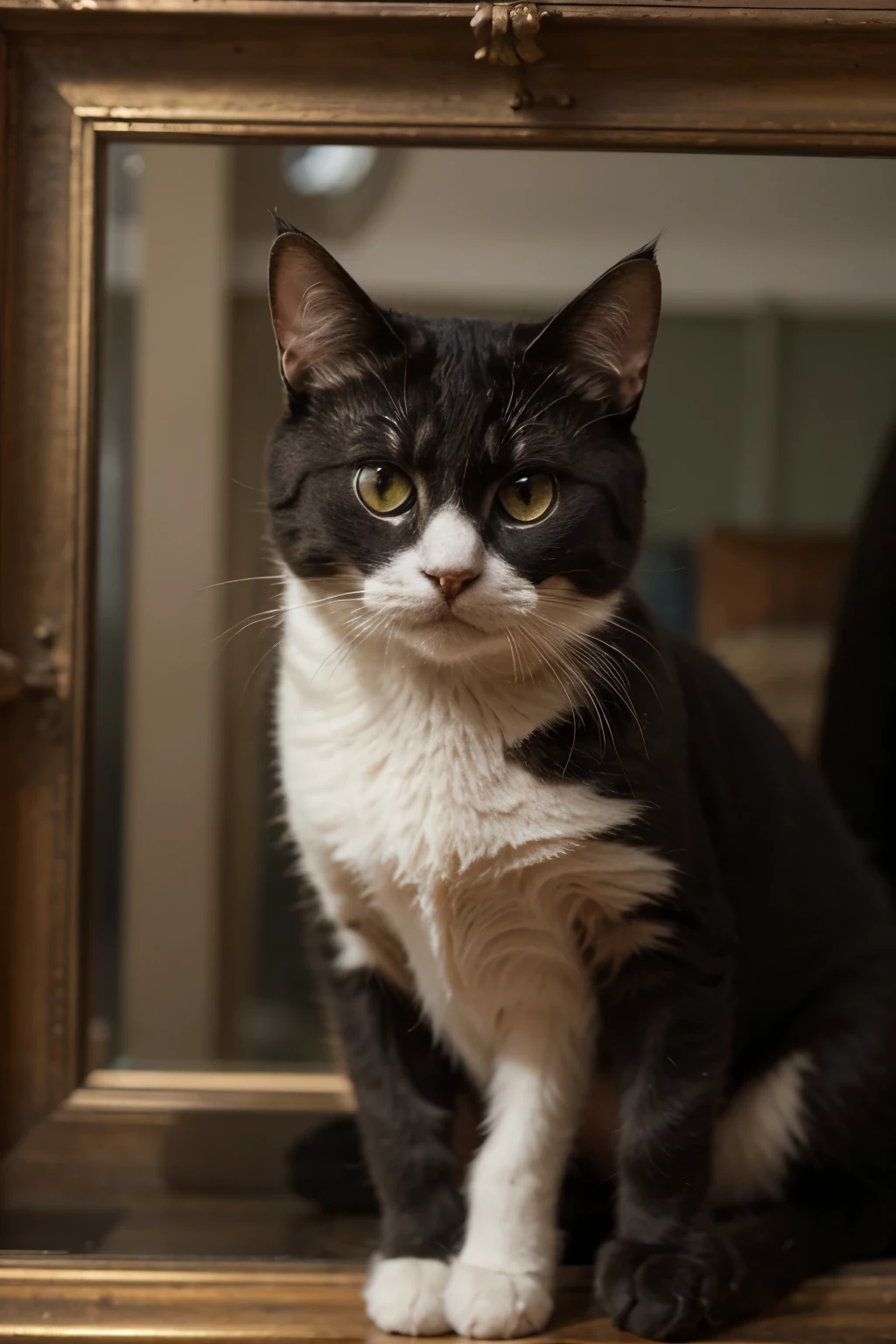 um gato femea no lugar da monalisa