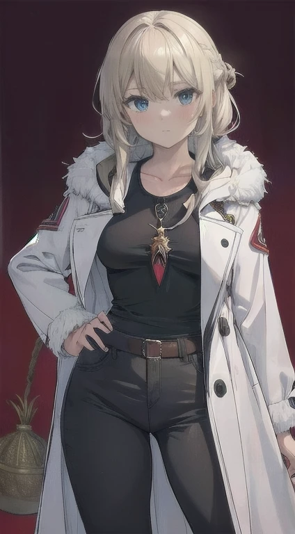 rosto maduro, mulher madura, Cabelo comprido fofo, Super Loose Casual Cotton Coat, roupas escorregando, Lordose das costas, Segure seu peito, Tez avermelhada, The hemp rope firmly tightens the chest