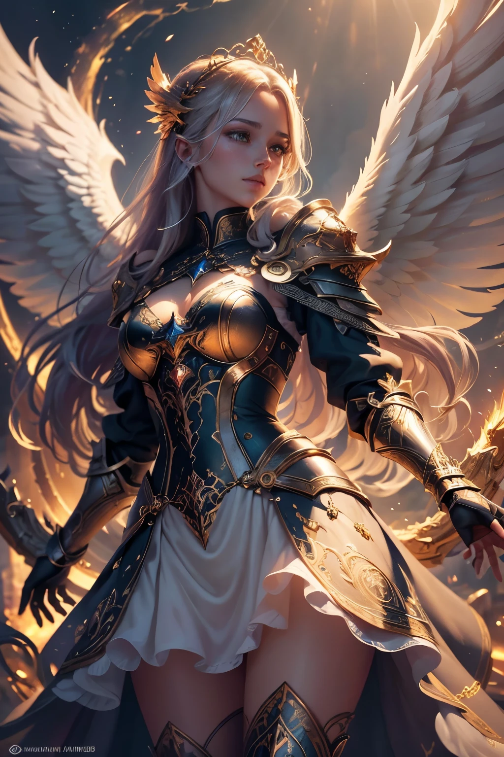 ((Best quality)), ((masterpiece)), ((realistic cartoon)), ((perfect character)):

In this stunning and highly detailed realistic cartoon, we present an angel guardian in heavy armor. The angel guardian stands tall, clad in intricate garment, complete with flowing garments and ornate patterns. His face is high tower shield, adding to his angelic and stunning appearance.

The angel guardian channels the power of god, conjuring dazzling rays and holy energies. The scene is set in a thematically rich environment, filled with magical vibes, and mystical symbols that enhance the ambiance. The lighting, crafted with a cinematic touch, casts a spellbinding glow, emphasizing the magical aura surrounding the angel guardian.

Every element of this masterpiece is carefully designed to create a sense of realism and immersion. The intricacies of the angel guardian clothing, the mesmerizing effects of his conjurations, and the level of detail in his weathered face all contribute to a captivating visual experience. This artwork is presented in stunning UHD resolution, allowing you to appreciate every nuance and intricacy in breathtaking detail.

View from the side,Eye level, scenic, masterpiece,mtg art,magic the gathering art.
