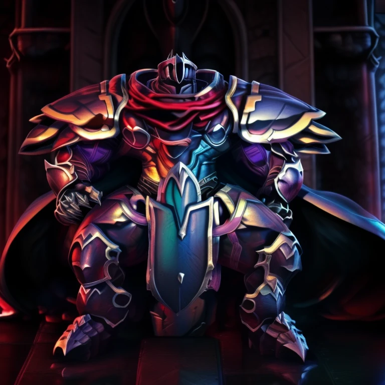 (masterpiece, best quality, detailed:1.2) (Pokémon) lucario, detailed full body, a knight's mechanical armor, glowing wide and heavy armor, wears full body armor. massive muscles, huge pecs, chiseled abs, huge pectorals, exaggeratedly huge muscles. wearing a cloak. unusually developed muscular body big muscle, pecs, triceps, traps, waist narrow, unusually developed muscular body, Dark knight, BlackKnight_fe, The claws are sharp, Sharp teeth, He wears a black cloak on his back. sitting on the throne, sword,
