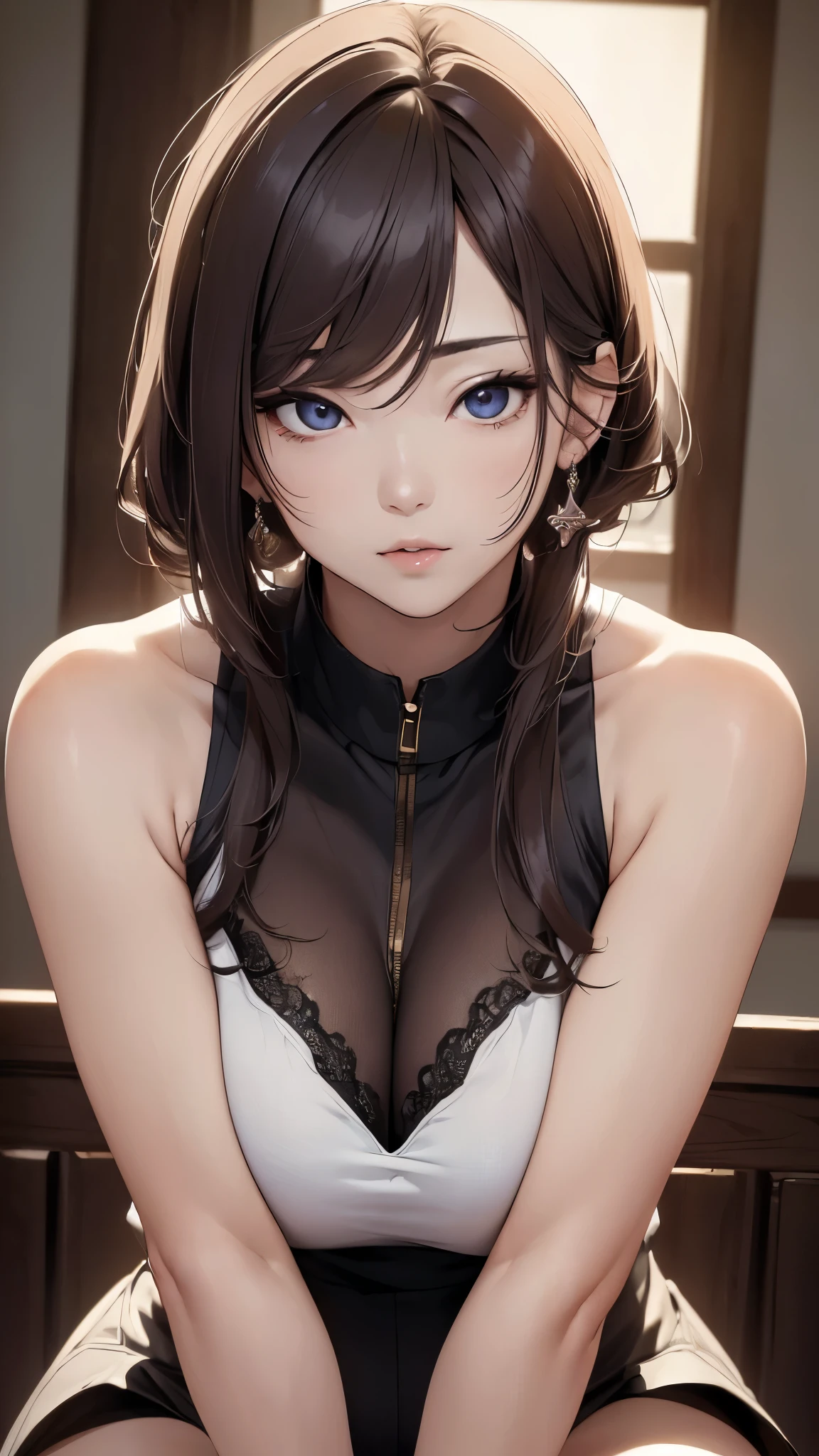 (((masterpiece))),(((High resolution)))、(((8K quality)))、(((perfect face)))、(((Korean idol)))、30 years old, ((sleeveless)), thighs, look at the camera, ((top quality eyes)), detailed face, (detailed texture), look at the camera, big tits