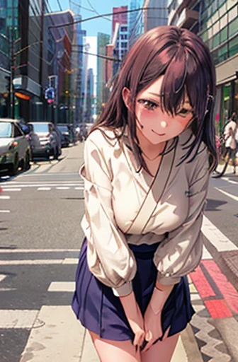 Japanese girl,beautiful girl,In the city,Blushing,Glaring at me,Inner thighs,Bend,patience,close your mouth and clench your mouth,ecstasy,