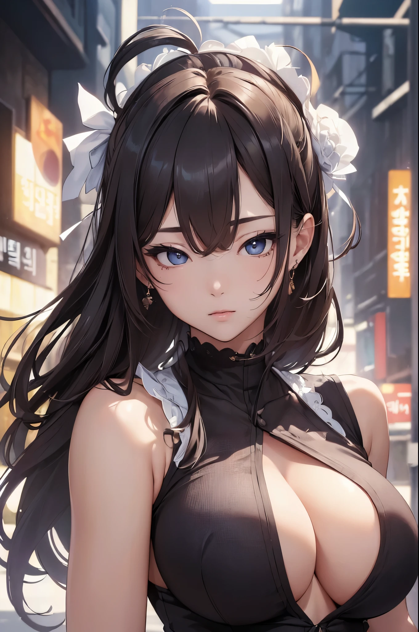 (((masterpiece))),(((High resolution)))、(((8K quality)))、(((perfect face)))、(((Korean idol))), ((sleeveless)), thighs, look at the camera, ((top quality eyes)), detailed face, (detailed texture), look at the camera, big tits