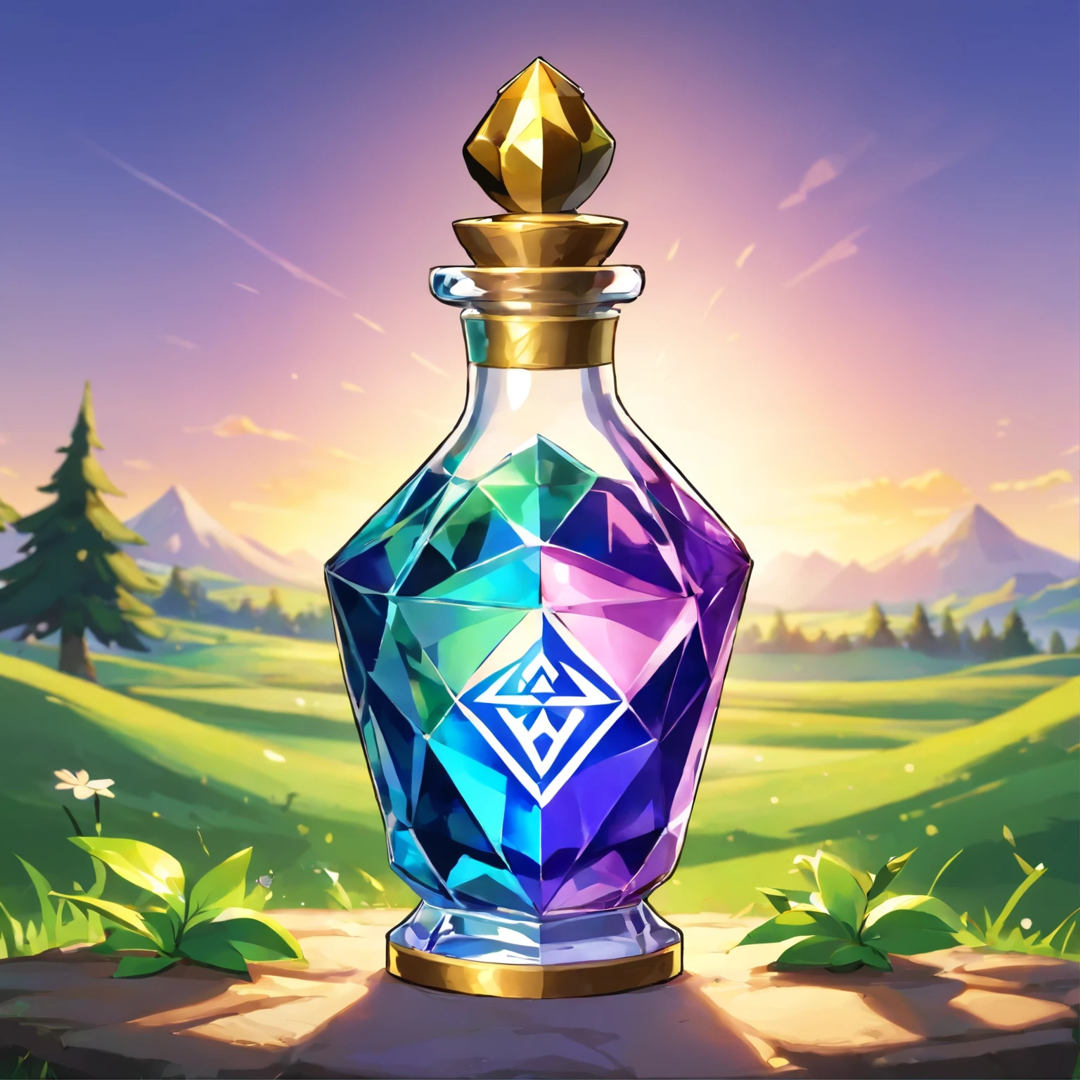 Juli potion，Crystal bottle，special effect, simple