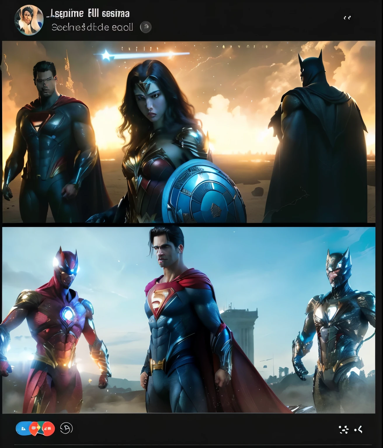 um close de uma foto de um grupo de pessoas fantasiadas, inspired por Zack Snyder, in the Justice League, zack snyder cinematic style, por Zack Snyder, Justice League, sem texto, superhero movie, superheroes, Japanese live-action DC film, Estilo DC Comics, super heroes, batalha de qualidade de filme, superpoderes, heroes, vazamentos de filmes