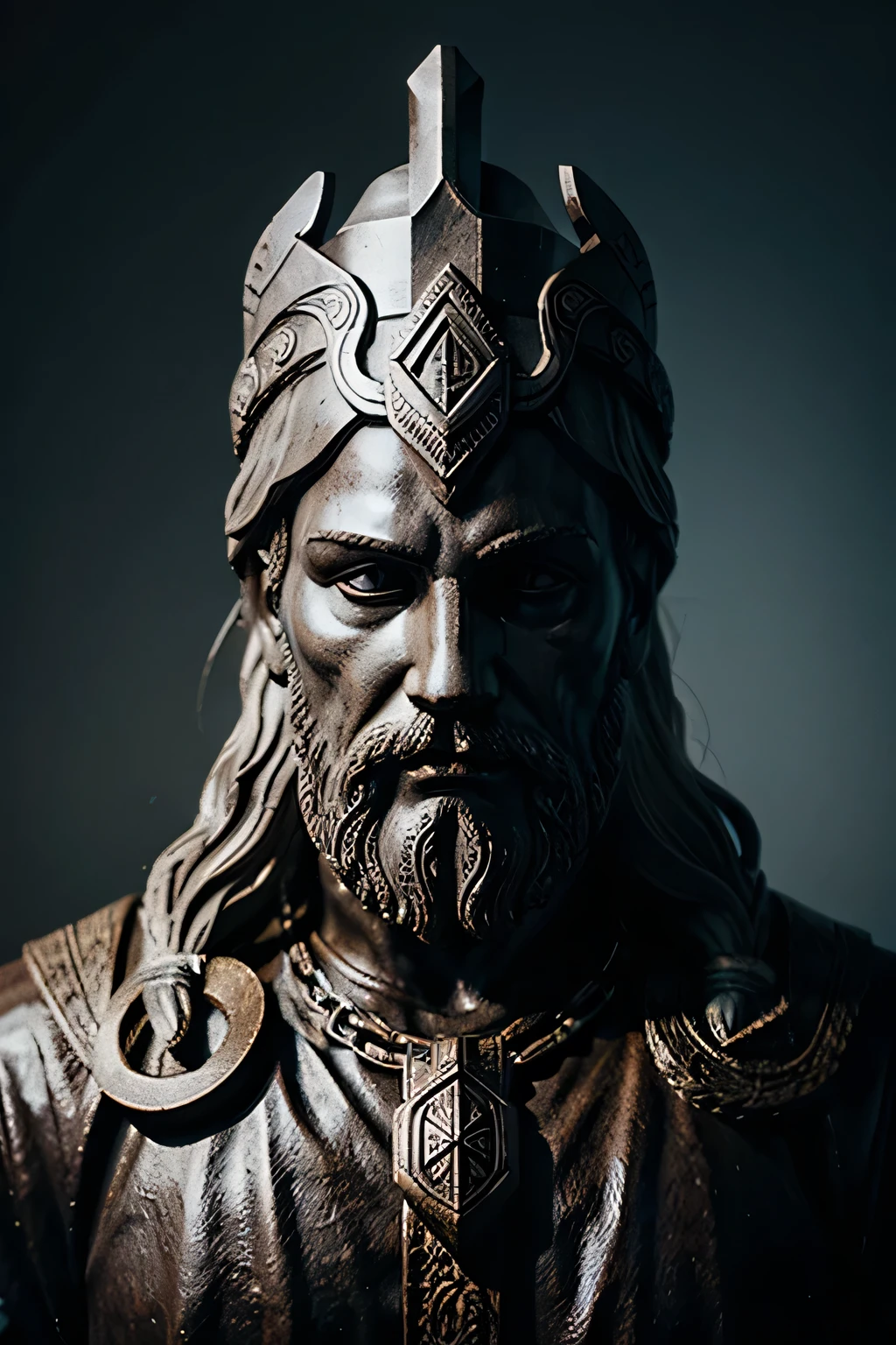 head of nordic god odin statue