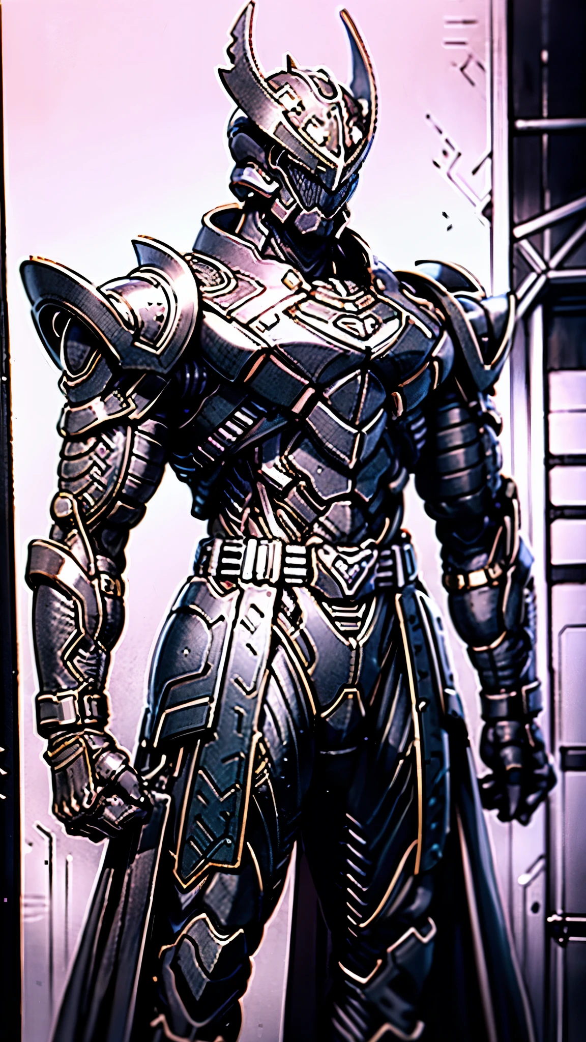 A man wearing a full-face helmet, a fantasy-style biomecha armored combat suit, green eyes, a composite layered chest armor, fully enclosed shoulder guards, matching arm and leg guards, the belt is adorned with dragon claw grasping orbs, primarily black with red accents, the design balances heavy with agility, a high-tech biological armor, concept inspired by dragons, stands on the skyscraper of a futuristic high-tech city, this character embodies a finely crafted fantasy-surreal style armored hero in anime style, exquisite and mature manga art style, ((male:1.5)), metallic, real texture material, dramatic, high definition, best quality, highres, ultra-detailed, ultra-fine painting, extremely delicate, professional, perfect body proportions, golden ratio, anatomically correct, symmetrical face, extremely detailed eyes and face, high quality eyes, creativity, RAW photo, UHD, 32k, Natural light, cinematic lighting, masterpiece-anatomy-perfect, masterpiece:1.5