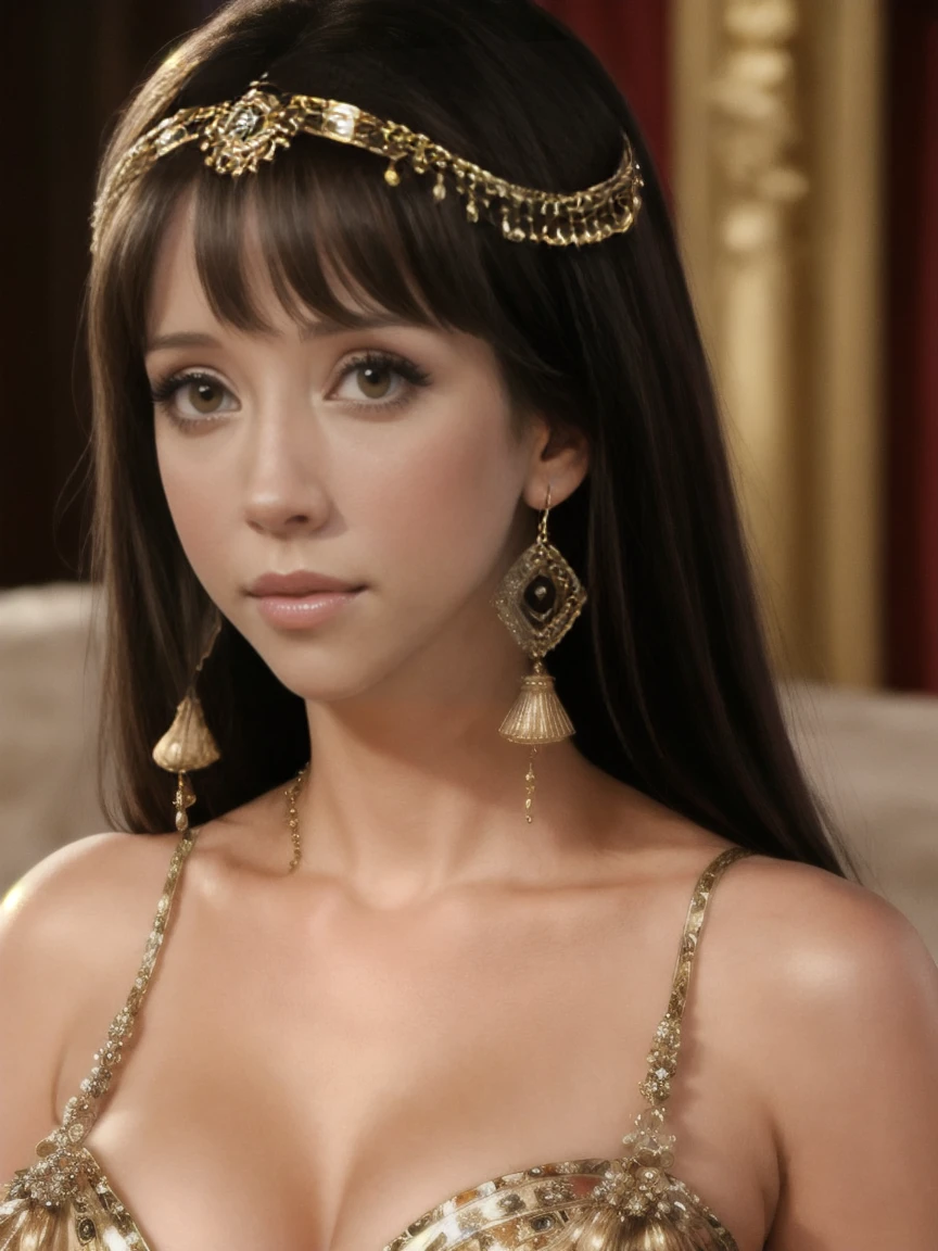 side nude topless portrait of Ileana with long flowing hair, hazel eyes, wearing designer jewellery, designer royal crown, visible c-cup breast, bending in doggy position, palace background, bokeh perfect composition, hyperrealistic, super detailed, 8k, high quality, trending art, trending on artstation, sharp focus, nude photo shoot, intricate details, highly detailed,