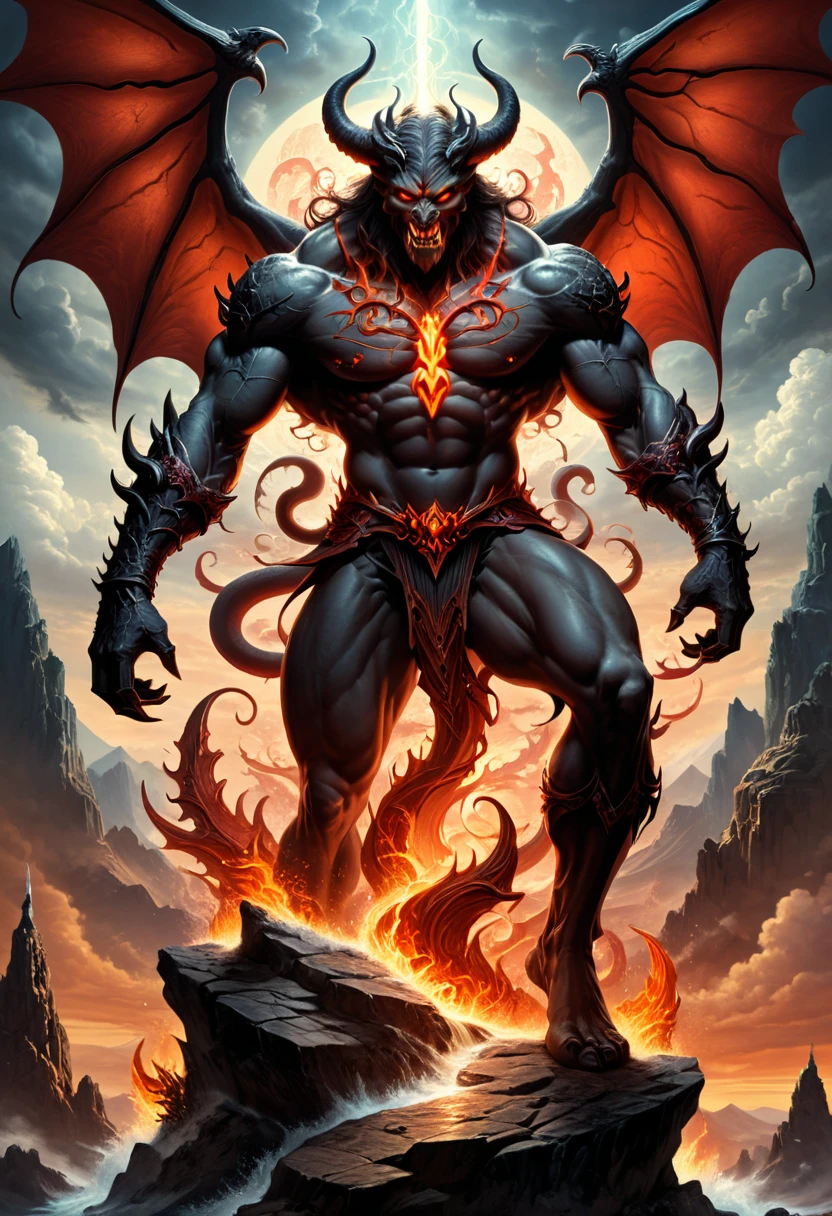 Lava Demon, (masterpiece, best quality, Professional, perfect composition, very aesthetic, absurdres, ultra-detailed, intricate details:1.3), by Karl Friedrich Schinkel
