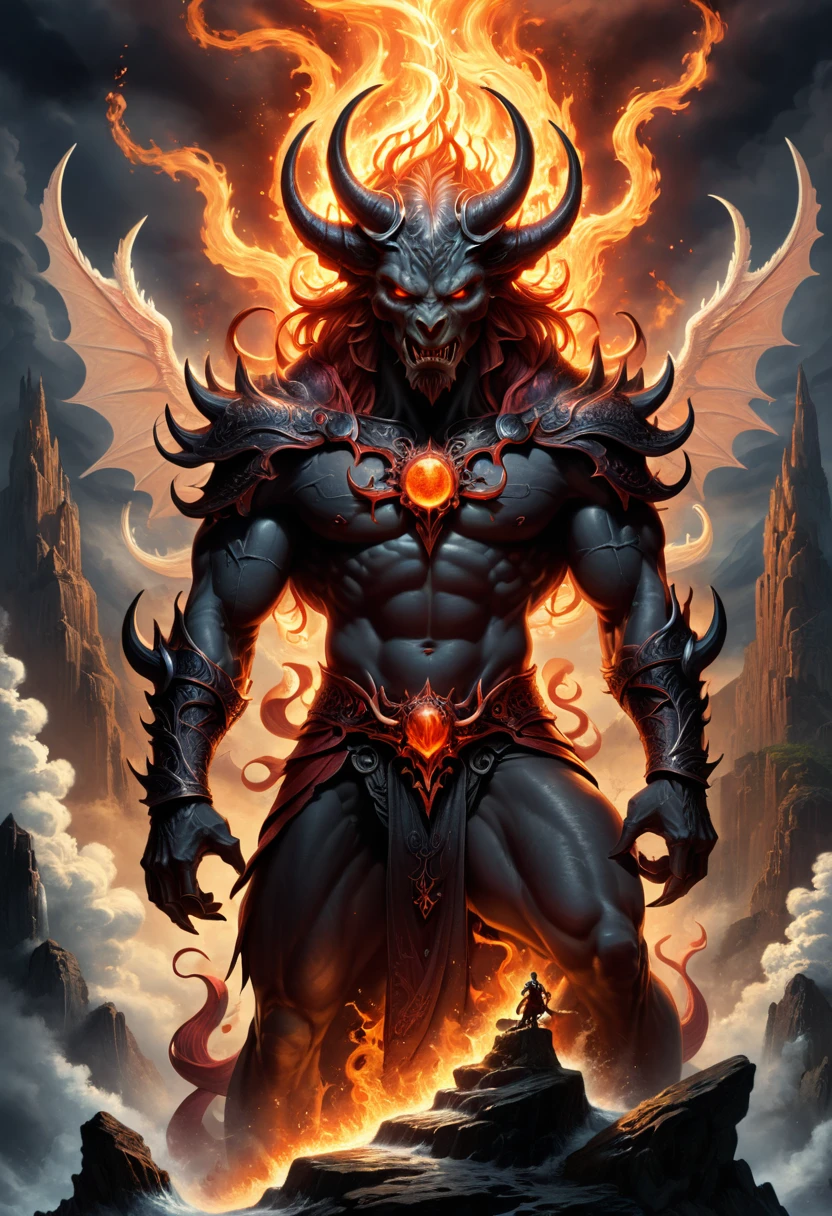 Lava Demon, (masterpiece, best quality, Professional, perfect composition, very aesthetic, absurdres, ultra-detailed, intricate details:1.3), by Karl Friedrich Schinkel