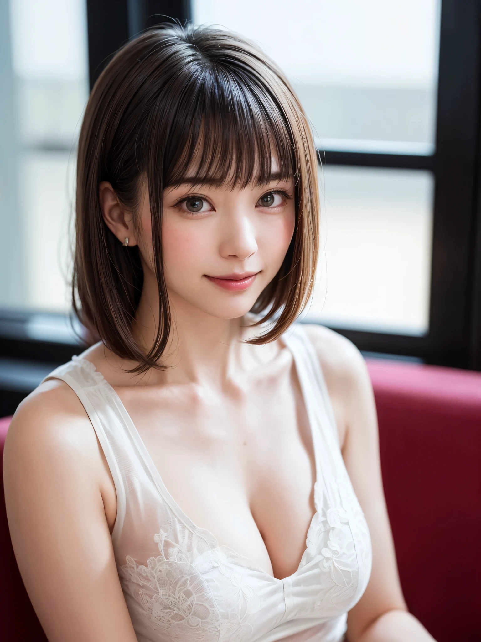(software:1.8、masterpiece, highest quality),1 girl, alone, hyper Realistic, Realistic,Realistic, Looking at the audience, Light brown eyes:1.4,Brunette Short Bob Hair with highly detailed shiny hair, Brightly colored winter clothes, Lepangas:1.4), Outdoor, Mouth closed, Upper Body、big chest eye、eyelash、{Hugeな|big chest|Hugeなな|Mega} whole :2, chestの谷間:2、(((big chest eye、Short Bob Hair、Highlights from Students、Looking at the audience、She is very beautiful and cute、Show me your ears、Long neck、smile、Close your mouth and smile、Bangs and beautiful teeth)))、Ideal body type、(Nothing is drawn、Very beautiful pure white background:1.6)、美しいLong neck:1.4、(({Huge|big|Hugeな|Mega} chest, chestの谷間:2、Upper Bodyは服を着ていない:1.6))、(((Portraiture:2、Safe for Work)))、Perfect Anatomy