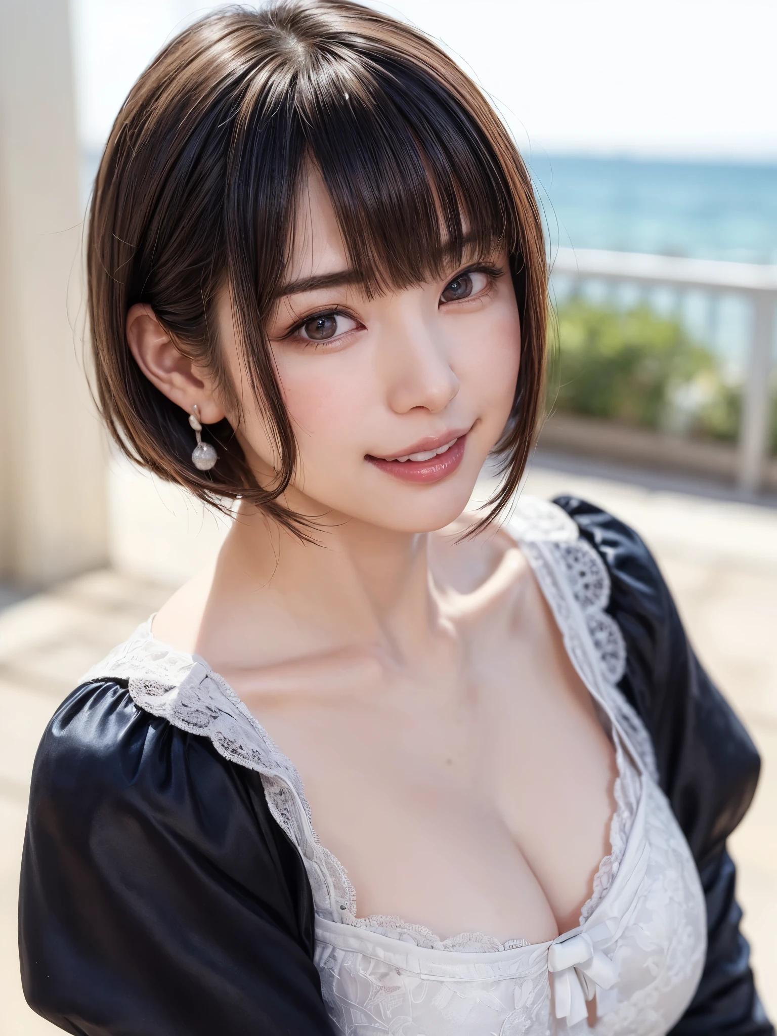(software:1.8、masterpiece, highest quality),1 girl, alone, hyper Realistic, Realistic,Realistic, Looking at the audience, Light brown eyes:1.4,Brunette Short Bob Hair with highly detailed shiny hair, Brightly colored winter clothes, Lepangas:1.4), Outdoor, Mouth closed, Upper Body、big chest eye、eyelash、{Hugeな|big chest|Hugeなな|Mega} whole :2, chestの谷間:2、(((big chest eye、Short Bob Hair、Highlights from Students、Looking at the audience、She is very beautiful and cute、Show me your ears、Long neck、smile、Close your mouth and smile、Bangs and beautiful teeth)))、Ideal body type、(Nothing is drawn、Very beautiful pure white background:1.6)、美しいLong neck:1.4、(({Huge|big|Hugeな|Mega} chest, chestの谷間:2、Upper Bodyは服を着ていない:1.6))、(((Portraiture:2)))、Perfect Anatomy
