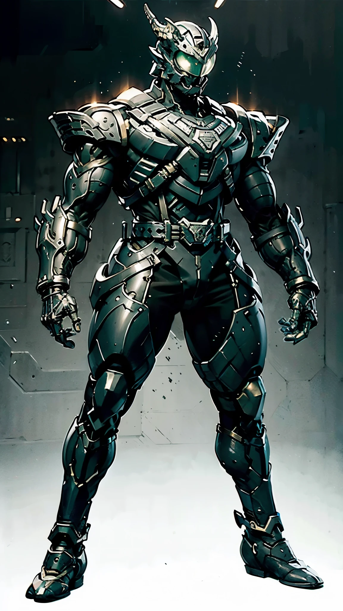 A man wearing a full-face helmet, a fantasy-style biomecha armored combat suit, green eyes, a composite layered chest armor, fully enclosed shoulder guards, matching arm and leg guards, the belt is adorned with dragon claw grasping orbs, primarily black with red accents, the design balances heavy with agility, a high-tech biological armor, concept inspired by dragons, stands on the skyscraper of a futuristic high-tech city, this character embodies a finely crafted fantasy-surreal style armored hero in anime style, exquisite and mature manga art style, ((male:1.5)), metallic, real texture material, dramatic, high definition, best quality, highres, ultra-detailed, ultra-fine painting, extremely delicate, professional, perfect body proportions, golden ratio, anatomically correct, symmetrical face, extremely detailed eyes and face, high quality eyes, creativity, RAW photo, UHD, 32k, Natural light, cinematic lighting, masterpiece-anatomy-perfect, masterpiece:1.5