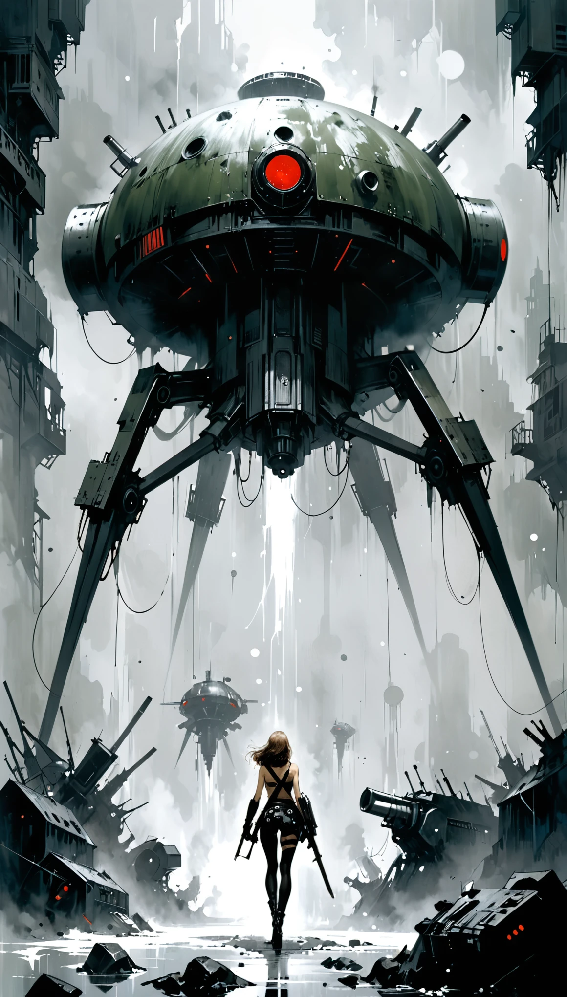 in style of Jeffrey Catherine Jones,Jama Jurabaev,in style of Ashley Wood ,Doomsday Device