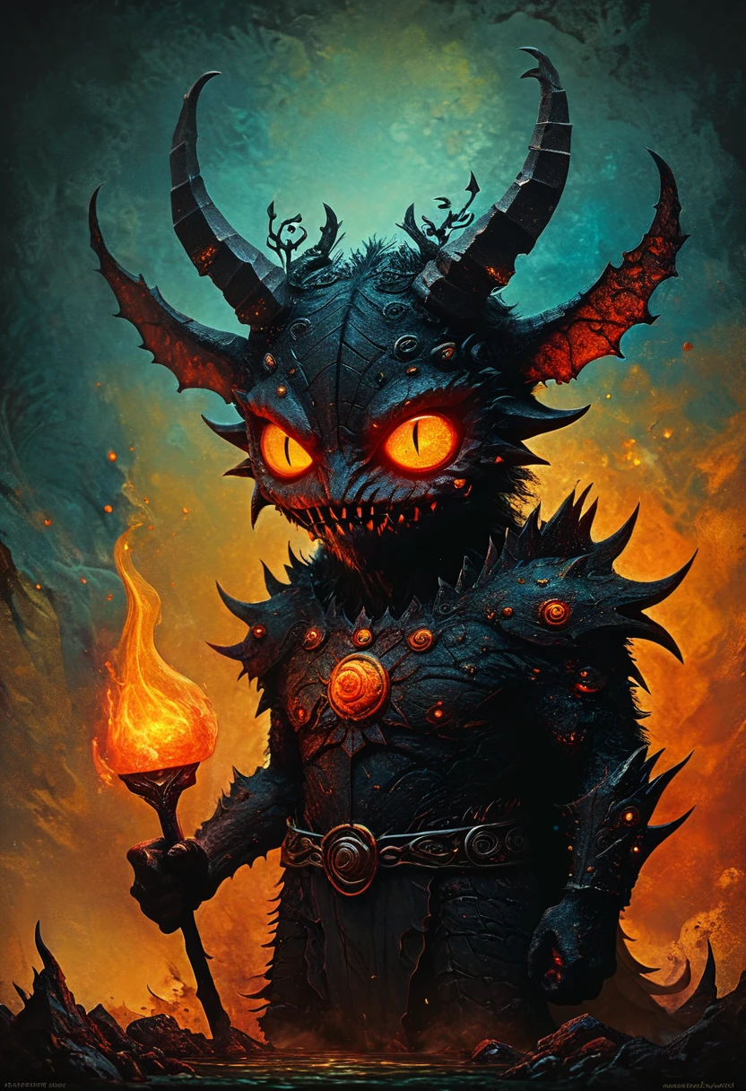 Lava Demon, by Andy Kehoe, best quality, masterpiece, very aesthetic, perfect composition, intricate details, ultra-detailed