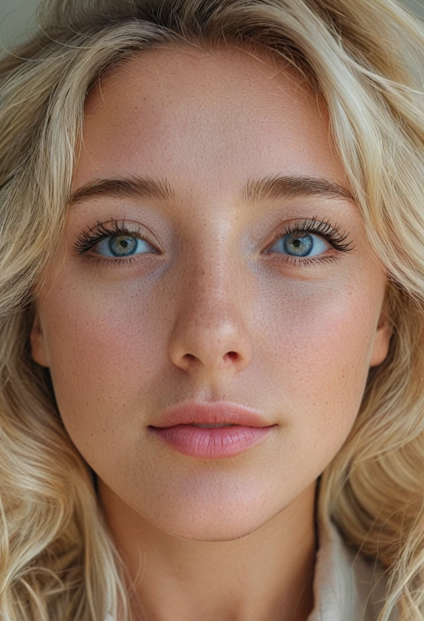 A close-up photo of a blonde girl's eyes. album cover. 8k.