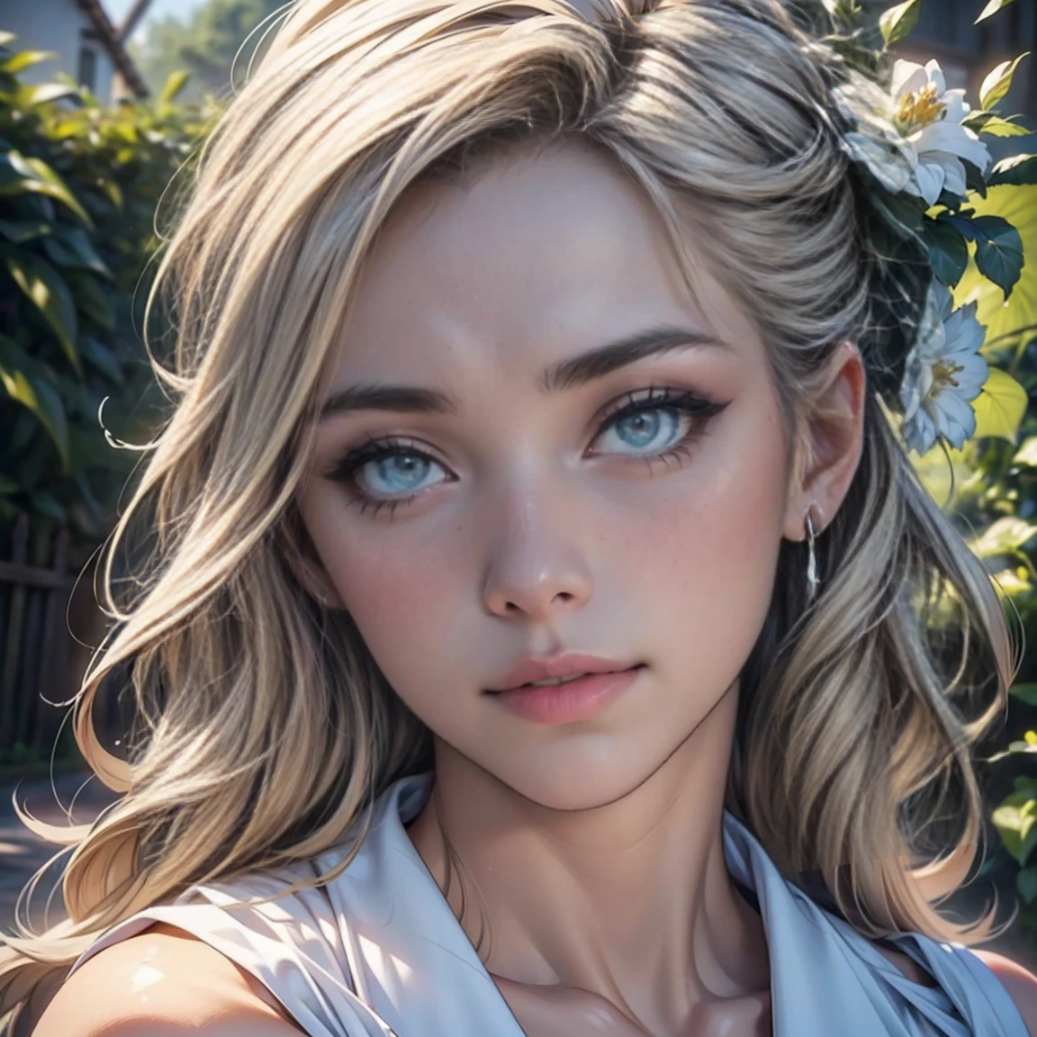 (highest quality,4k,8k,High resolution,masterpiece:1.2),super detailed,(realistic,photorealistic,photo-realistic:1.37),detailed and beautiful eyes,dense and beautiful lips,highly detailed eyes and face,long eyelashes,[garden, Bright colors,soft natural light,romantic atmosphere,vivid flowers, flowing dress,feminine and elegant pose,Happy and confident look, High fashion style, Dreamy scenery, fine art portrait, art print quality, oil painting techniques, impressionist style.