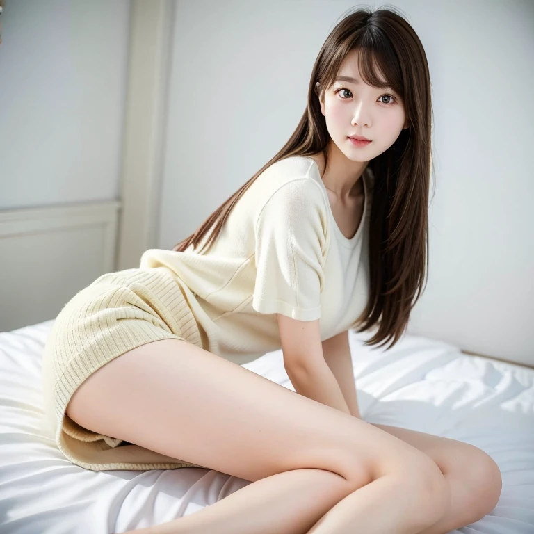 Women:10,((masterpiece)), ((highest quality)), (Very detailed), ((Very detailed)), 4K, (8k), highest quality, alone,White Room、Kind Face、Soft Light、Portrait Photography、、From the knee up、White Room、pumps