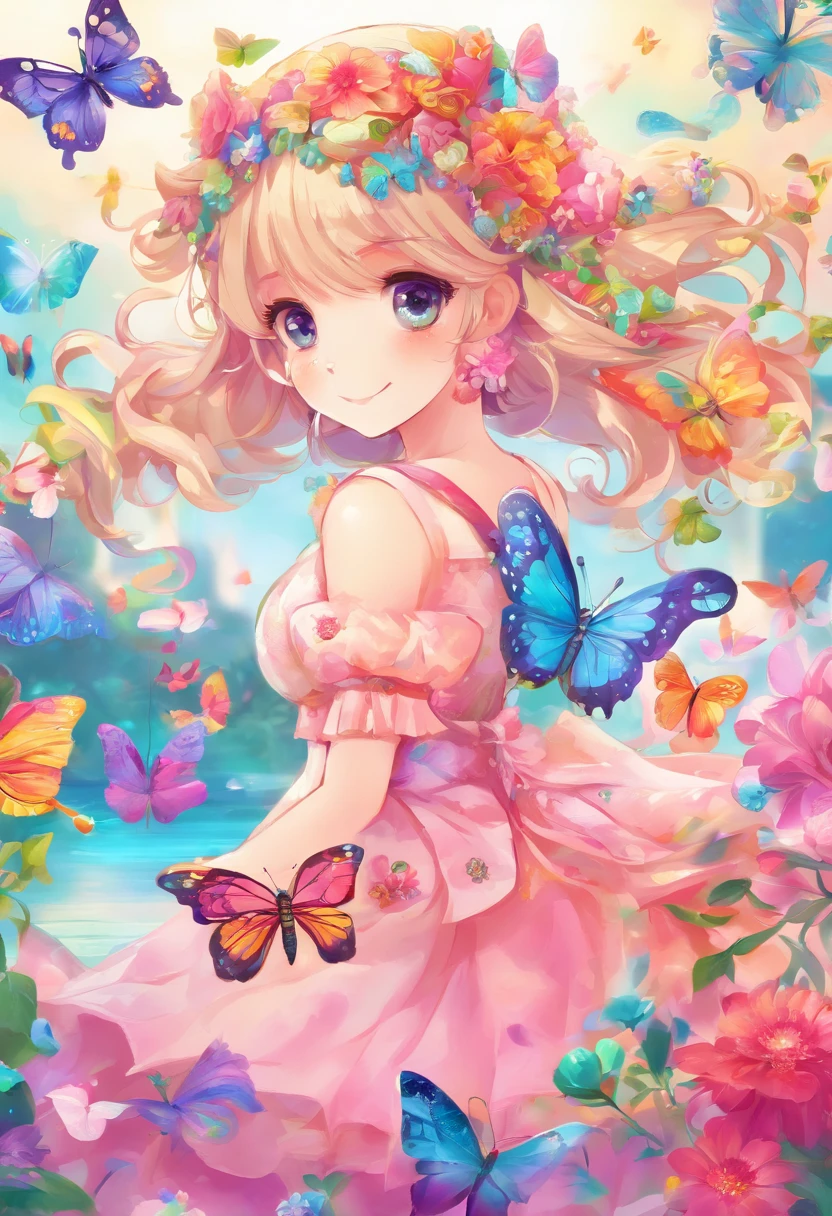 kaleidoscope，flower，butterfly，gorgeous，colorful，Fantastic atmosphere，A masterpiece．