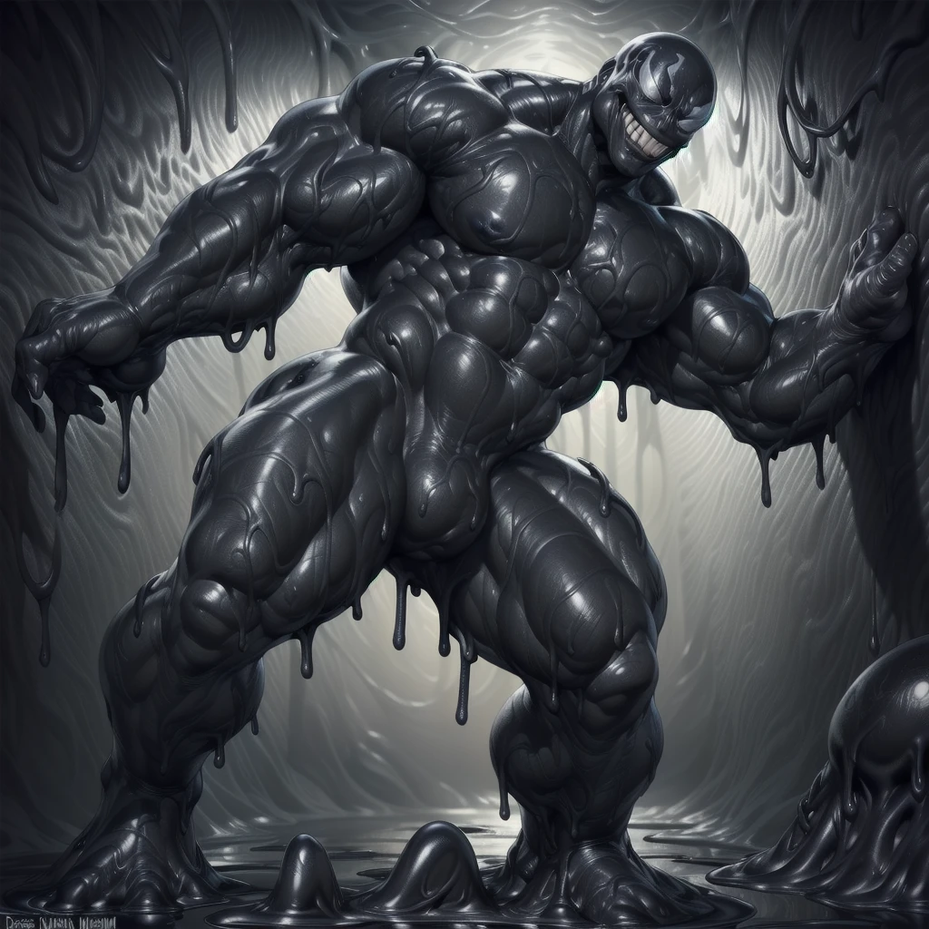 (black skin:nude,melting:1.5),symbiote latex suit,abs close up,random pose,sweat:1, best quality, (((black slime wall background,black slime webs))), muscular male, big muscles:detailed muscle, smile,, (by ross ,by null-ghost, by thebigslick, by darkgem, by honovy),cinematic light,
