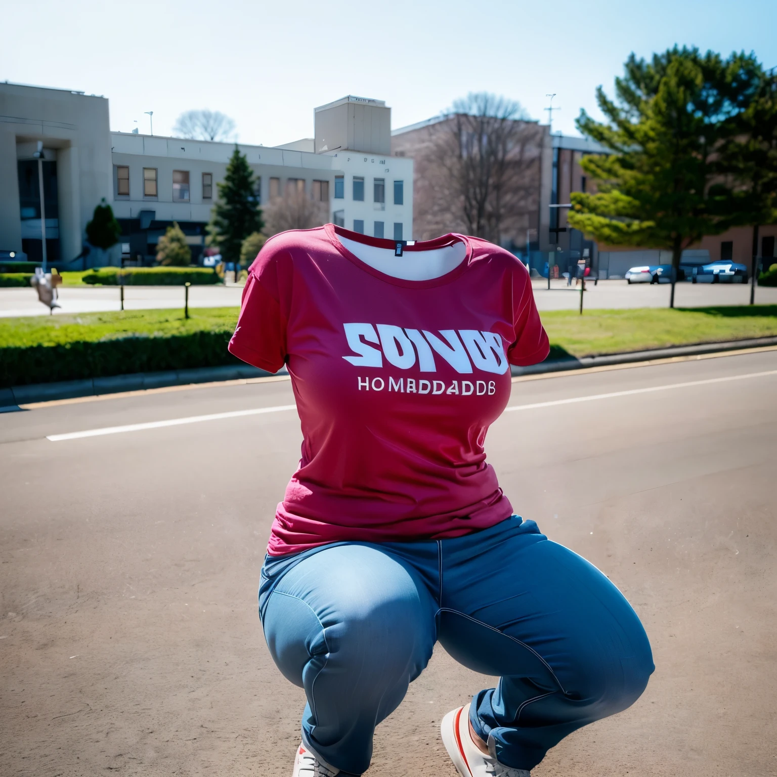 t-shirt, pants, squatting, cute big breasts, (invisible, no human, headless, handless:1.5), (8k, RAW photo, best quality, masterpiece:1.2), (realistic, photo-realistic:1.37), photon mapping, radiosity, ((Hasselblad photography)), physically-based rendering
