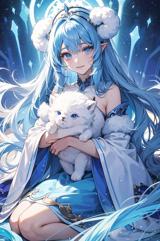 Baabra has a white fluffy body and hair, Her eyes have lashes and blue irises, something that is unique to her. Her fluffy. SPARKLE; GLITTER