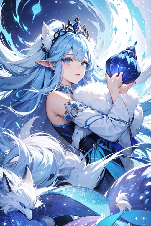 Baabra has a white fluffy body and hair, Her eyes have lashes and blue irises, something that is unique to her. Her fluffy. SPARKLE; GLITTER