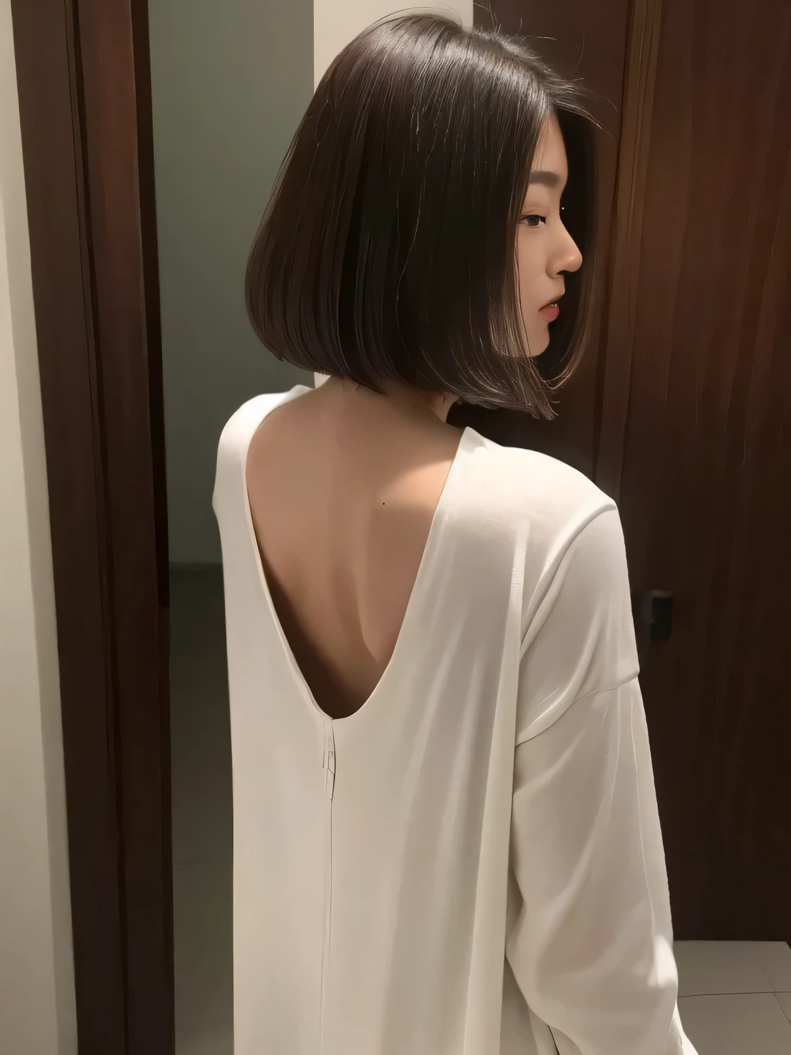indoor,close up,((best quality, 8k, masterpiece :1.3)), Clear focus :1.2, (asian models) look back. Good head. Have messy short hair,short hairstyle. View from behind. Only the back of the head is exposed. casual wear,
Good head. View from behind. Only the back of the head is exposed.
Shot from the back corner. Shot from the back corner. Shot from the back corner.