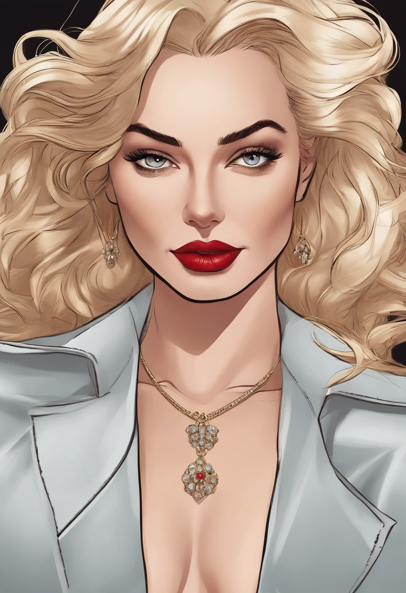 Margot Robbie, boa anatomia, obra de arte, melhor qualidade, 4K, 8k, Fotografia Profissional, luz suave, sharp focus, 1 garota, scenario, 
desenho animado_X_men_tempestade, ownwaifu,
Cabelo longo,cabelo branco,pele branca, white-skinned female, , lips, olhos azuis, very pele clara, medium , lipstick, Cabelo flutuante, very Cabelo longo, inventar, cabelo grande, cabelo encaracolado, red lips, eyelash, tonificado,
joia,brincos,cape,pulseira,May,luvas,Super heroi,gargantilha,
 