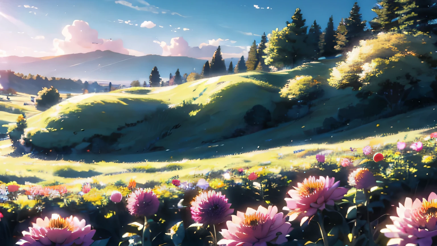 A hill covered with dense dahlias、I don't draw people