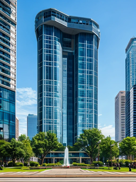Gigantic futuristic monument that represents the military victory of an intergalactic civilization, super detailed, in an urban environment, super decorated