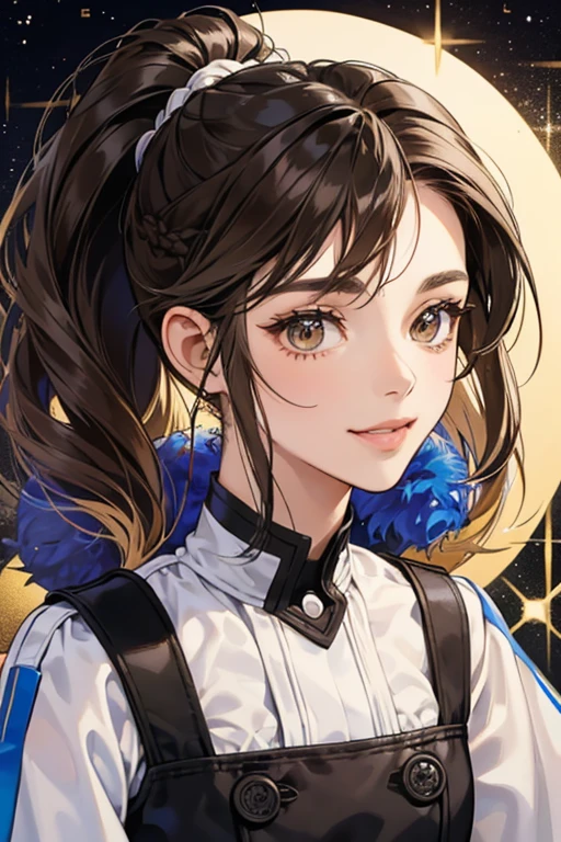  She is African-American, has almond-shaped eyes and a winning smile. She likes to change her hairstyle throughout the series, but it is most often black or dark brown and worn in various bunches, ponytails and braids depending on her mood. In the first season, her signature hairstyle was a ponytail. Throughout the second season, her hair is dyed a light brown color. It returns to its dark brown/black color by the third season.  SPARKLE; GLITTER