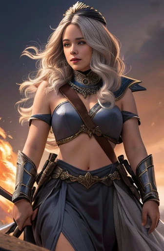 uma mulher com cabelos longos e um capacete de penas em frente a uma fogueira, Magali Villeneuve', inspirado em Magali Villeneuve, graphic artist Magali Villeneuve, uma mulher berserker muito bonita, Arte impressionante de personagens, epic fantasy art style, linda pintura de personagem, epic and exquisite character art, epic Arte de personagens de fantasia, epic fantasy style art, Arte de personagens de fantasia