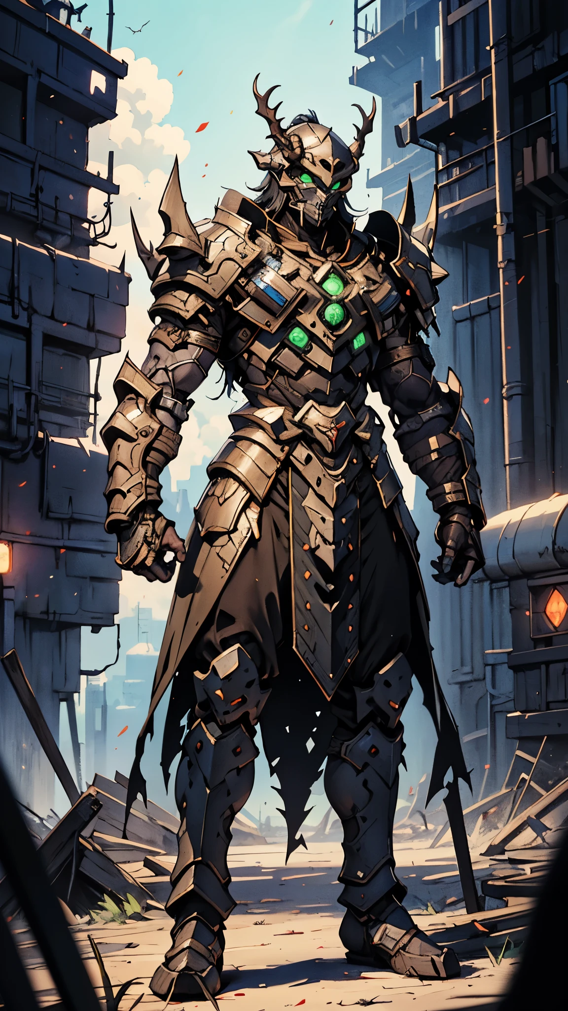 A man wearing a full-face helmet, a fantasy-style biomecha armored combat suit, green eyes, a composite layered chest armor, fully enclosed shoulder guards, matching arm and leg guards, the belt is adorned with dragon claw grasping orbs, primarily black with red accents, the design balances heavy with agility, a high-tech biological armor, concept inspired by dragons,stand on the top of a skyscraper in a futuristic sci-fi city, this character embodies a finely crafted fantasy-surreal style armored hero in anime style, exquisite and mature manga art style, ((male:1.5, element, plasma, energy)), metallic, real texture material, dramatic, high definition, best quality, highres, ultra-detailed, ultra-fine painting, extremely delicate, professional, perfect body proportions, golden ratio, anatomically correct, symmetrical face, extremely detailed eyes and face, high quality eyes, creativity, RAW photo, UHD, 32k, Natural light, cinematic lighting, masterpiece-anatomy-perfect, masterpiece:1.5