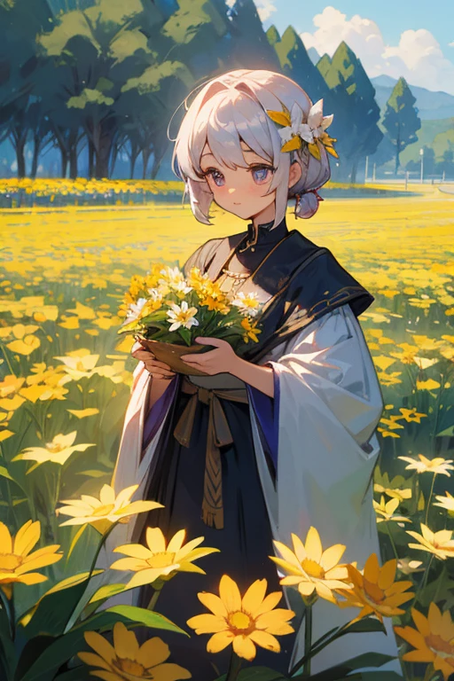 Fenrith、cute、Flower Field、Wearing a corolla