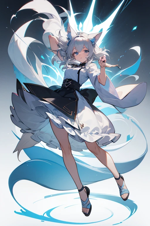 (人物: Usada Pekora), bunny girl, blue hair, twin braids, a girl, solo, {{masterpiece}}, best quality, extremely detailed CG unity 8k wallpaper, cinematic lighting, lens flare, beautiful detail eyes, side glance, colorful light, particles,